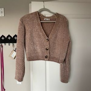 Brown Soft Cropped Cardigan